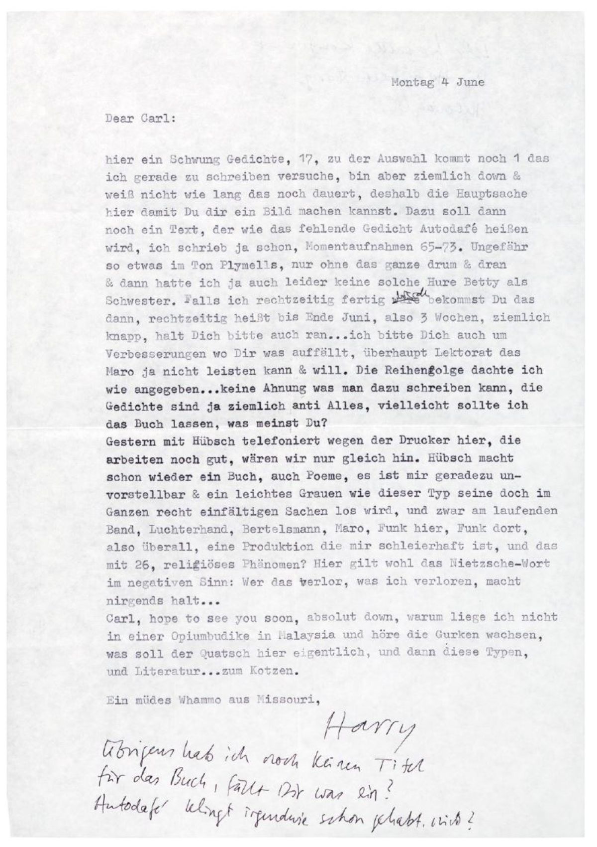 Brief vom 4. Juni 1973