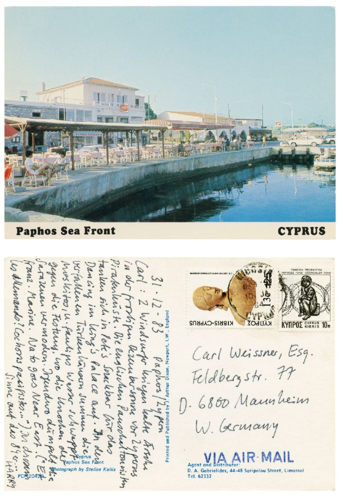 Postkarte vom 31. Dezember 1983