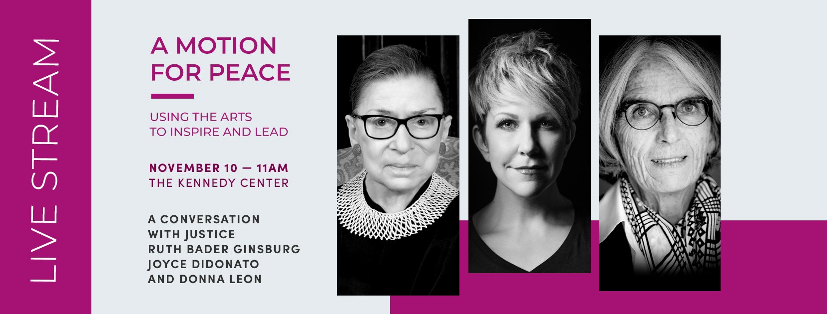 <p>Donna Leon, Justice Ruth Bader Ginsburg und Joyce DiDonato</p>
